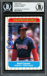 Rod Carew Signed 1986 Fleer #4 Angels Trading Card BAS