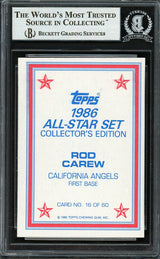 Rod Carew Signed 1986 Topps #16 Angels Trading Card BAS