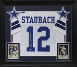 Roger Staubach Authentic Signed White Pro Style Framed Jersey BAS Witnessed