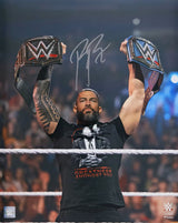 Roman Reigns Signed 16x20 WWE Title Belts Photo Fanatics