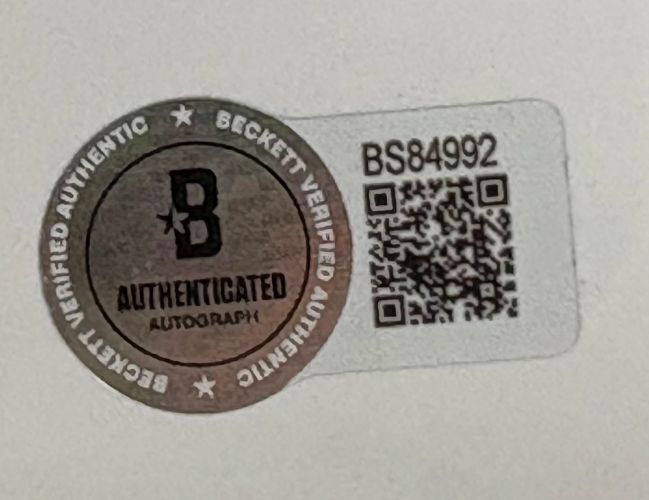A silver Beckett sticker (code BS84992, QR code) marked B AUTHENTICATED AUTOGRAPH is attached to the Sports Integrity Ron Hextall Signed Framed 16x20 Philadelphia Flyers Save Photo.