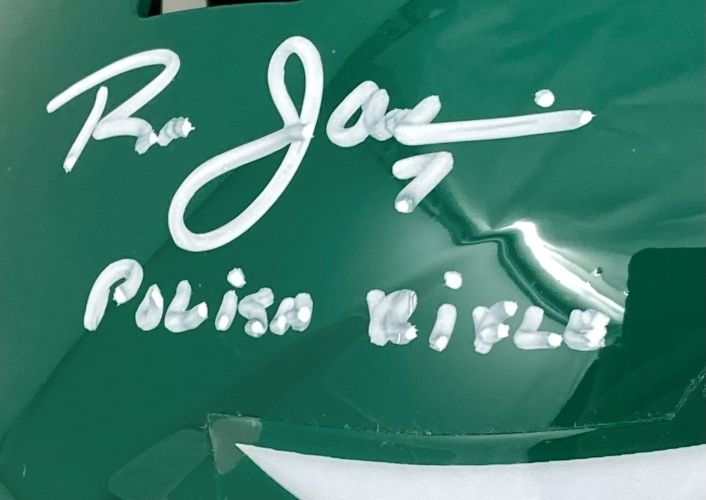 Ron Jaworski Signed Eagles FS Kelly Green Speed Replica Helmet Polish Rifle BAS