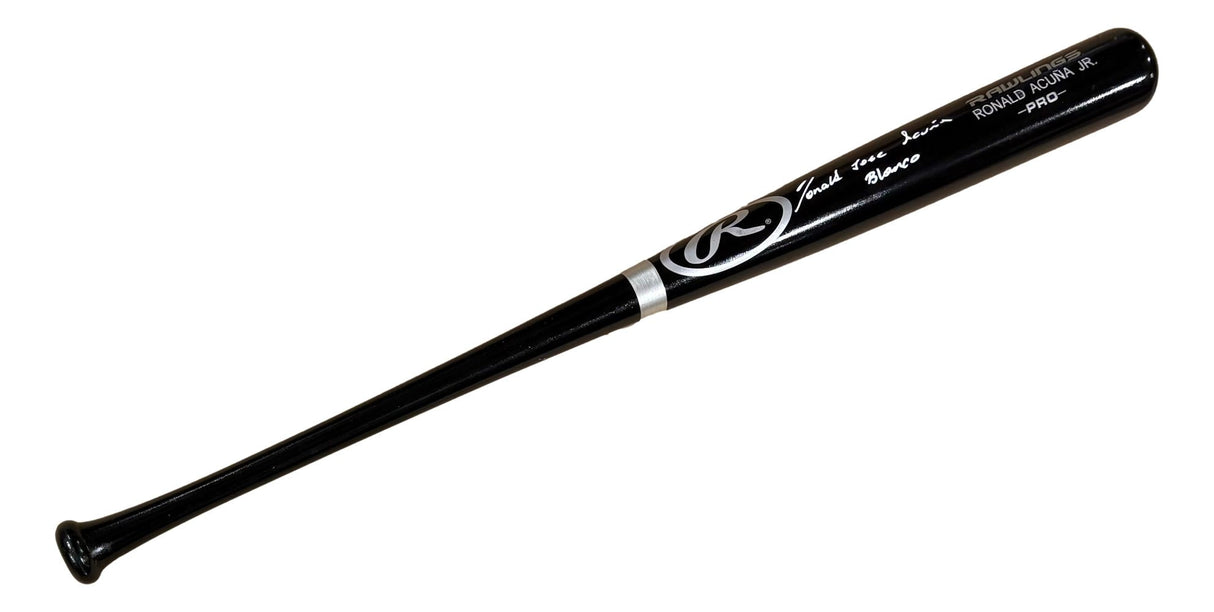 Ronald Acuna Atlanta Braves FULL NAME Signed Black Rawlings Baseball Bat BAS