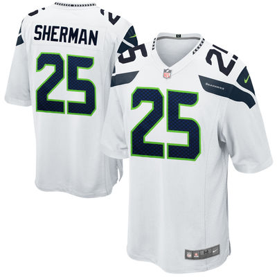 Richard Sherman Unsigned Seattle Seahawks White Nike Jersey Size XL Stock #99183