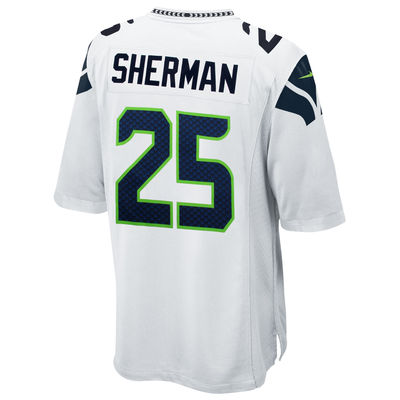 Richard Sherman Unsigned Seattle Seahawks White Nike Jersey Size XL Stock #99183