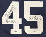 Rudy Ruettiger Sean Astin Notre Dame Signed Blue Jersey Never Quit BAS+JSA