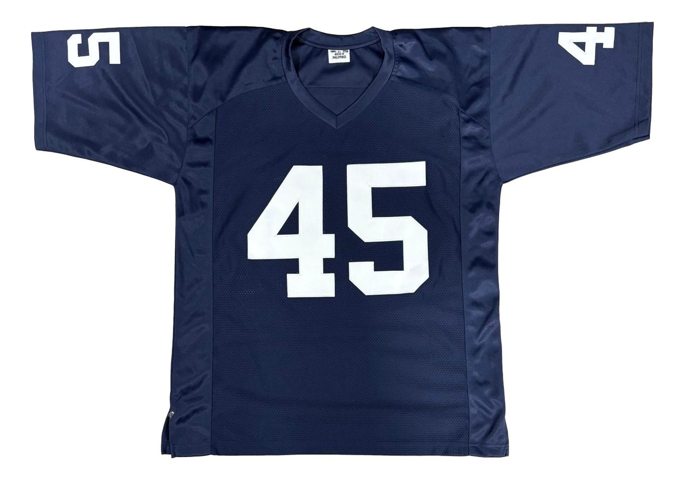 Rudy Ruettiger Sean Astin Notre Dame Signed Blue Never Quit Jersey BAS+JSA