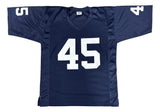 Rudy Ruettiger Sean Astin Notre Dame Signed Blue Never Quit Jersey BAS+JSA
