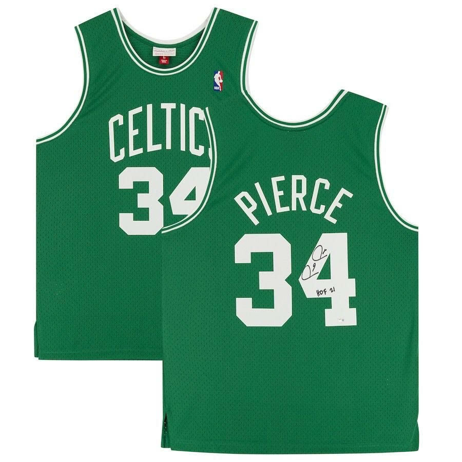 PAUL PIERCE Autographed/Inscribed "HOF 21" Boston Celtics 2007-08 Green Jersey FANATICS