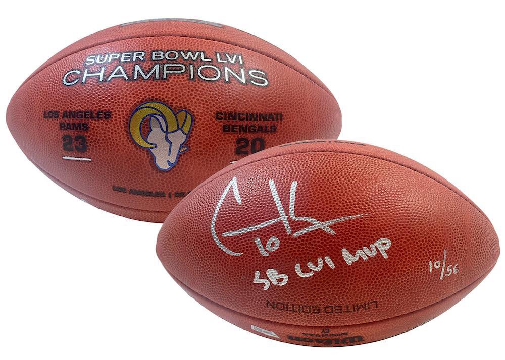 COOPER KUPP Autographed/Inscribed "SB LVI MVP" Los Angeles Rams SB LVI Champions Logo Wilson Duke Authentic Football FANATICS LE 10/56