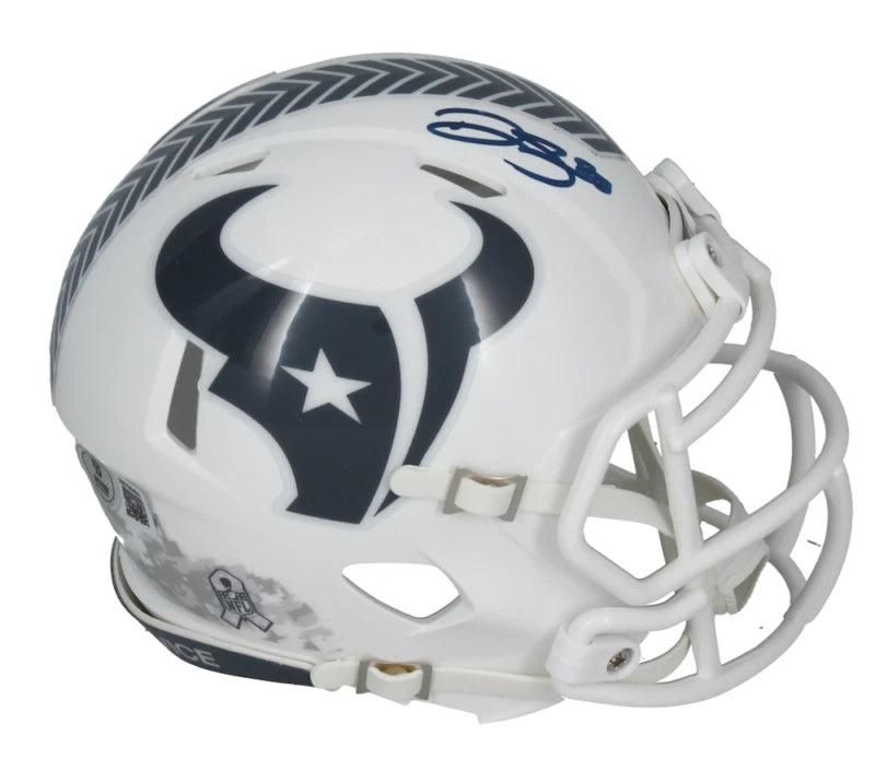 Dalton Schultz Autographed Houston Texans 2024 Salute to Service Speed Mini Helmet Beckett Witnessed