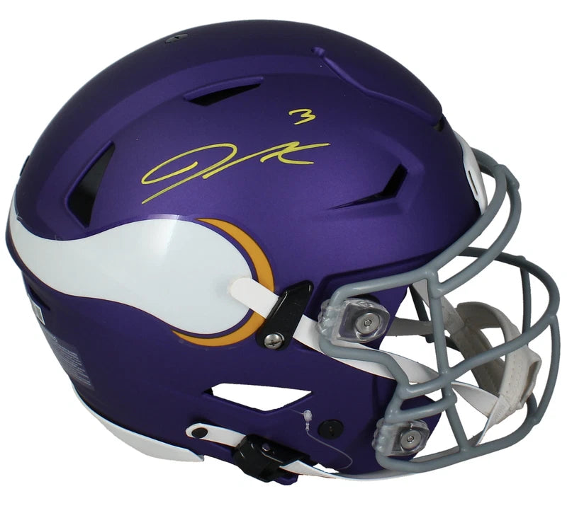 Jordan Addison Autographed Minnesota Vikings 2023 Alternate Tribute Speedflex Authentic Helmet Beckett Witnessed