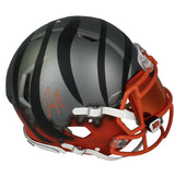 Joe Burrow Autographed Cincinnati Bengals Custom Flash Drip Speed Authentic Helmet w/Orange Visor & 3D Bumpers Fanatics