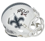 Rashid Shaheed Autographed New Orleans Saints 2024 Salute to Service Speed Mini Helmet Beckett Witnessed