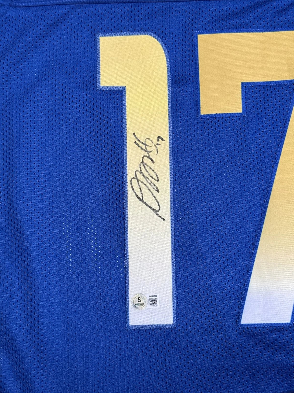 Davante Adams Autographed Royal Blue Gradient Number #17 Custom Jersey Beckett Authenticated