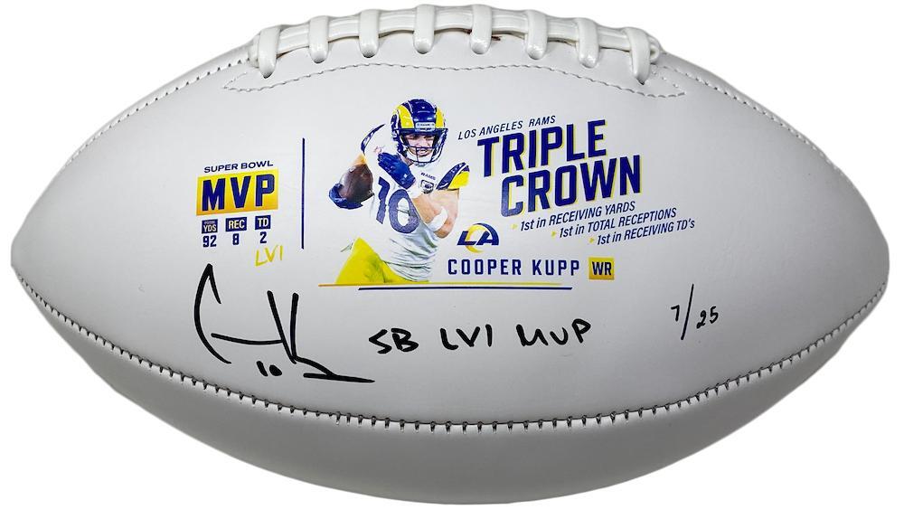Cooper Kupp Autographed/Inscribed "SB LVI MVP" Los Angeles Rams Triple Crown White Panel Football Fanatics LE 25