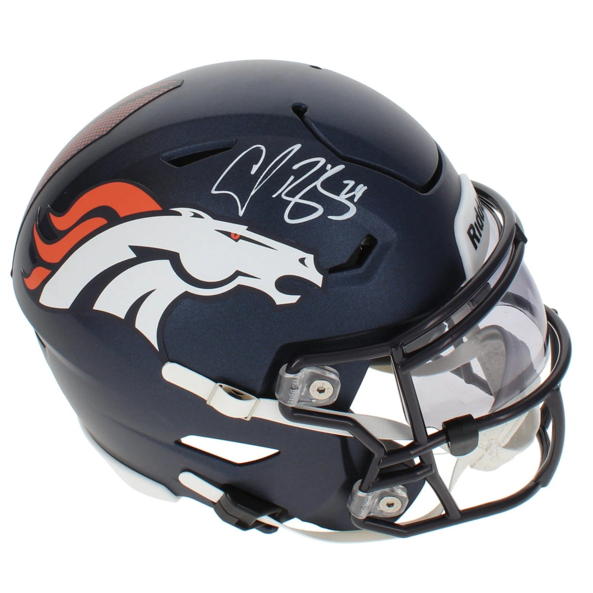 Champ Bailey Autographed Denver Broncos Speedflex Midi Helmet Beckett Witnessed