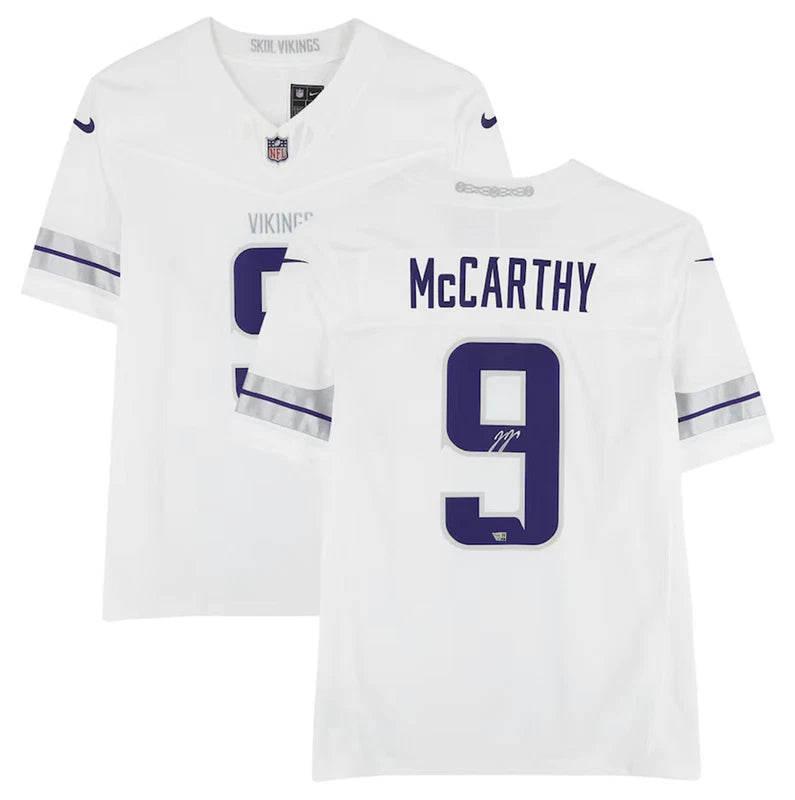 J.J. McCarthy Autographed Minnesota Vikings Nike Alternate White Nike Limited Jersey Fanatics