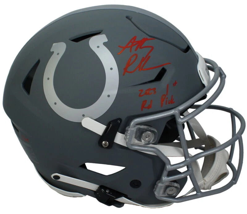 Anthony Richardson Autographed/Inscribed "2023 1st Rd Pick" Indianapolis Colts Slate Speedflex Authentic Helmet LE 1/25 Fanatics