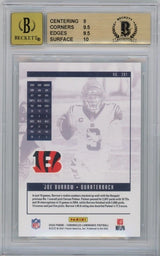 Joe Burrow Autographed Cincinnati Bengals 2020 Panini Luminance #201 BGS 9.5/10 Rookie Card - 9,9.5,9.5,10 Subgrades Fanatics