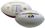 AARON DONALD Autographed Los Angeles Rams SB LVI Champs Logo White Panel Football FANATICS