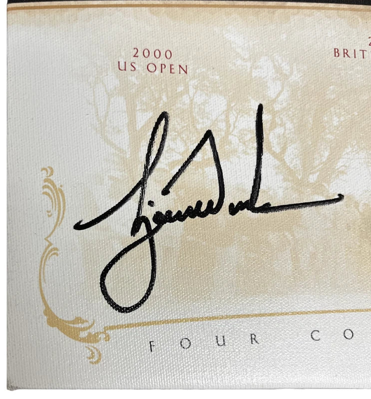 Tiger Woods Autographed "Tiger Slam" 16" x 20" Stretched Canvas UDA LE 50