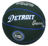 Ausar Thompson Autographed Detroit Pistons Green Wilson City Edition Collectors Basketball Panini