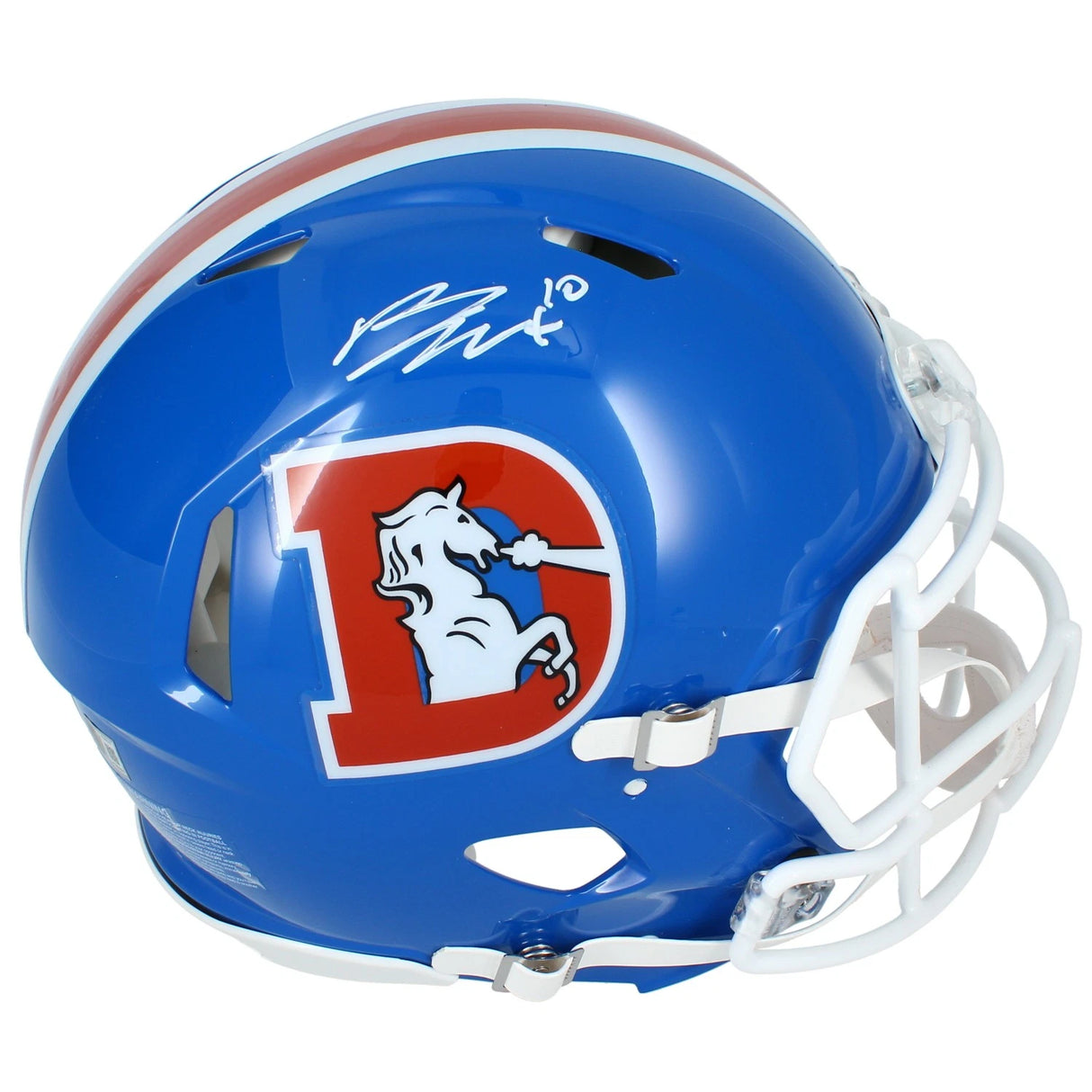 Bo Nix Autographed Denver Broncos 1975-96 Throwback Speed Authentic Helmet Beckett Witnessed