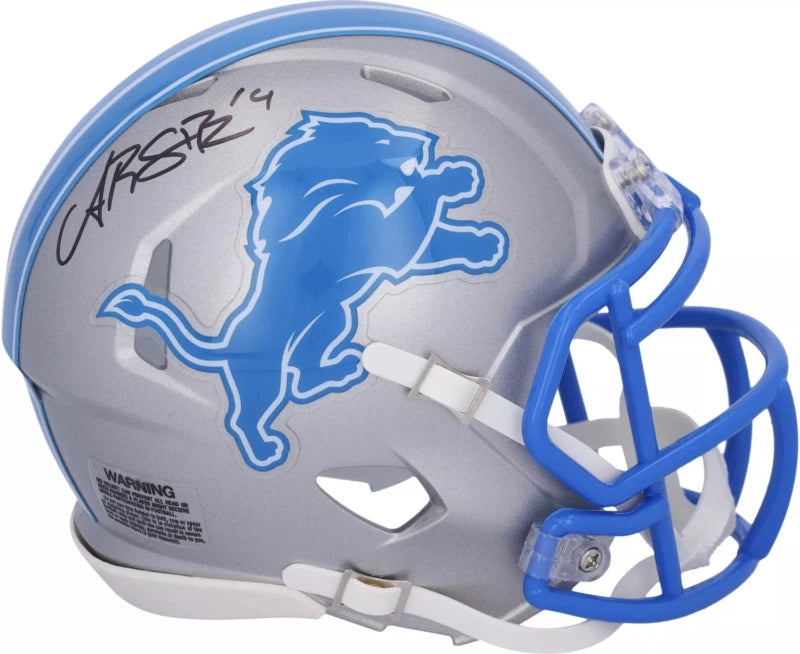 Amon-Ra St. Brown Autographed Detroit Lions Silver 2024 Speed Mini Helmet Fanatics