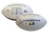 COOPER KUPP Autographed/Inscribed "SB LVI MVP" Los Angeles Rams Super Bowl LVI Champs Logo White Panel Football FANATICS