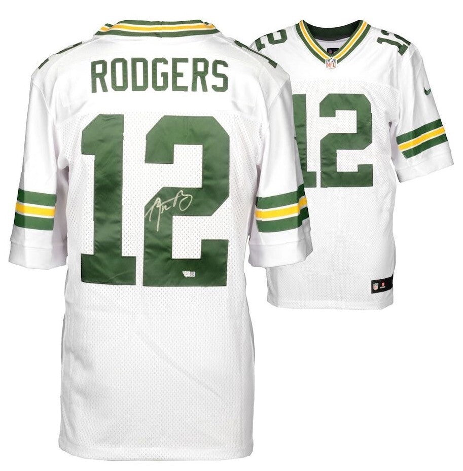 AARON RODGERS Autographed Green Bay Packers White Nike Elite Jersey FANATICS