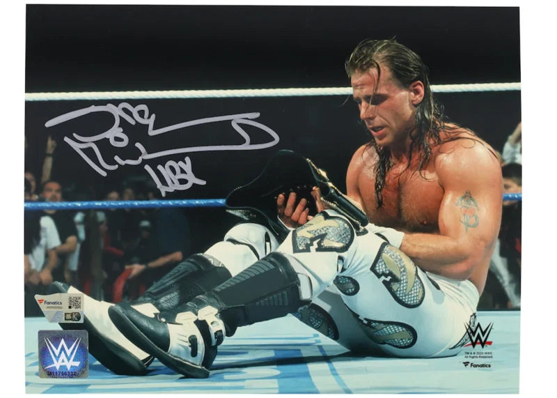 Shawn Michaels Autographed/Inscribed "HBK" WWE WrestleMania 12 Holding Title 8" x 10" Photograph Fanatics