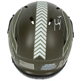 James Cook Autographed Buffalo Bills 2022 Salute to Service Speed Mini Helmet Beckett Witnessed