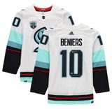 MATT BENIERS Autographed/Inscribed "1st Kraken Draft Pick" Seattle Kraken White Adidas Jersey FANATICS