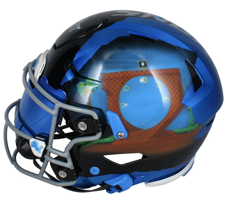 Jahmyr Gibbs/David Montgomery Autographed Detroit Lions/Sonic the Hedgehog Logo Custom Painted Speedflex Authentic Helmet Fanatics/Beckett