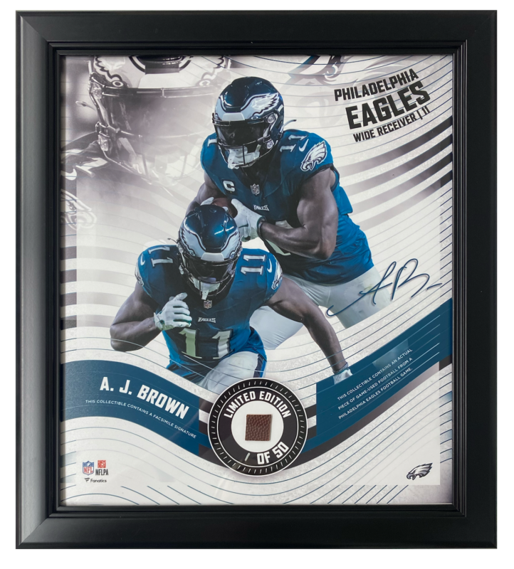 A.J. Brown Framed Philadelphia Eagles 15" x 17" Game Used Football Collage LE 1/50