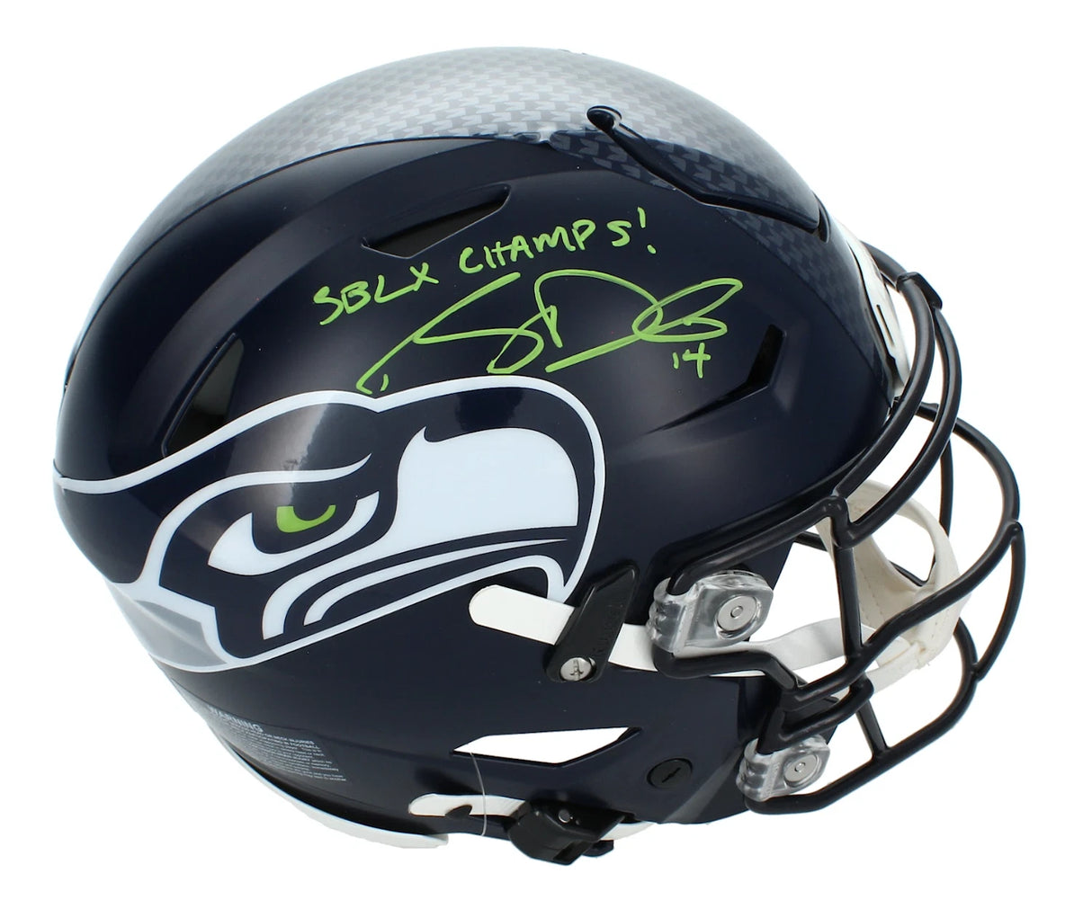 Sam Darnold Autographed/Inscribed "SB LX Champs!" Seattle Seahawks Speedflex Authentic Helmet Beckett Witnessed