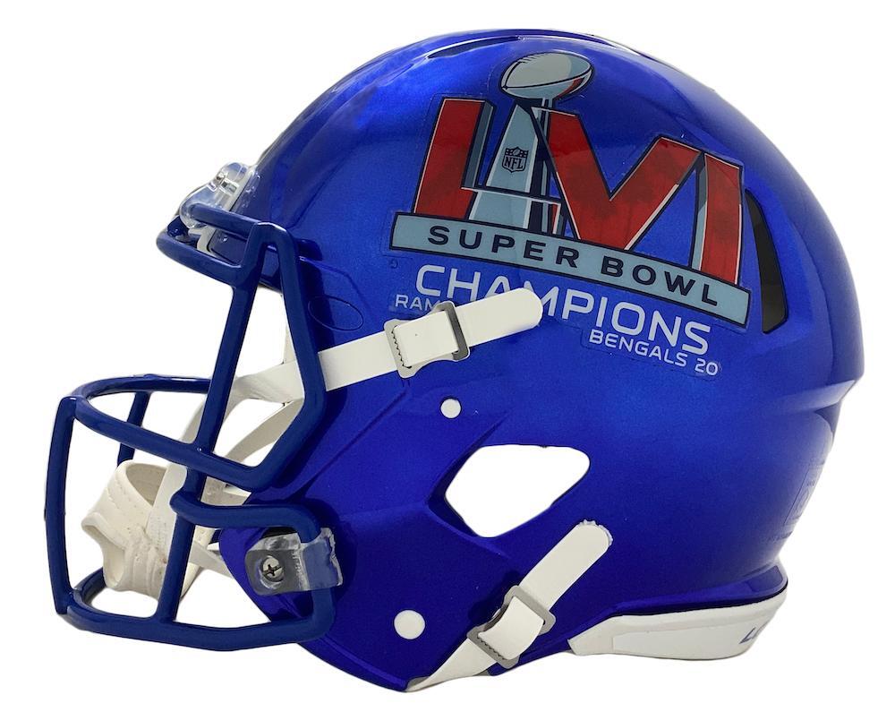 AARON DONALD Autographed/Inscribed "SB LVI Champs " Los Angeles Rams Super Bowl LVI Champions Logo Speed Full Size Helmet FANATICS