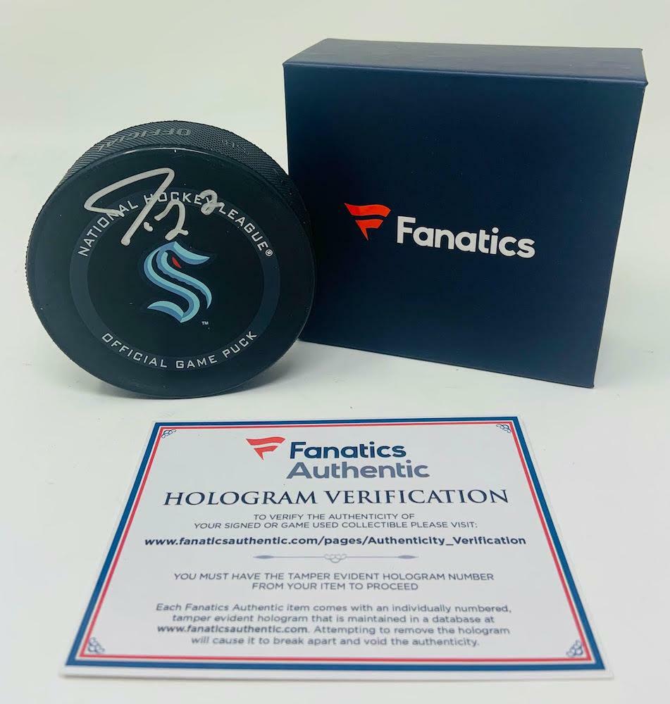 JORDAN EBERLE Autographed Seattle Kraken Official NHL Game Puck FANATICS