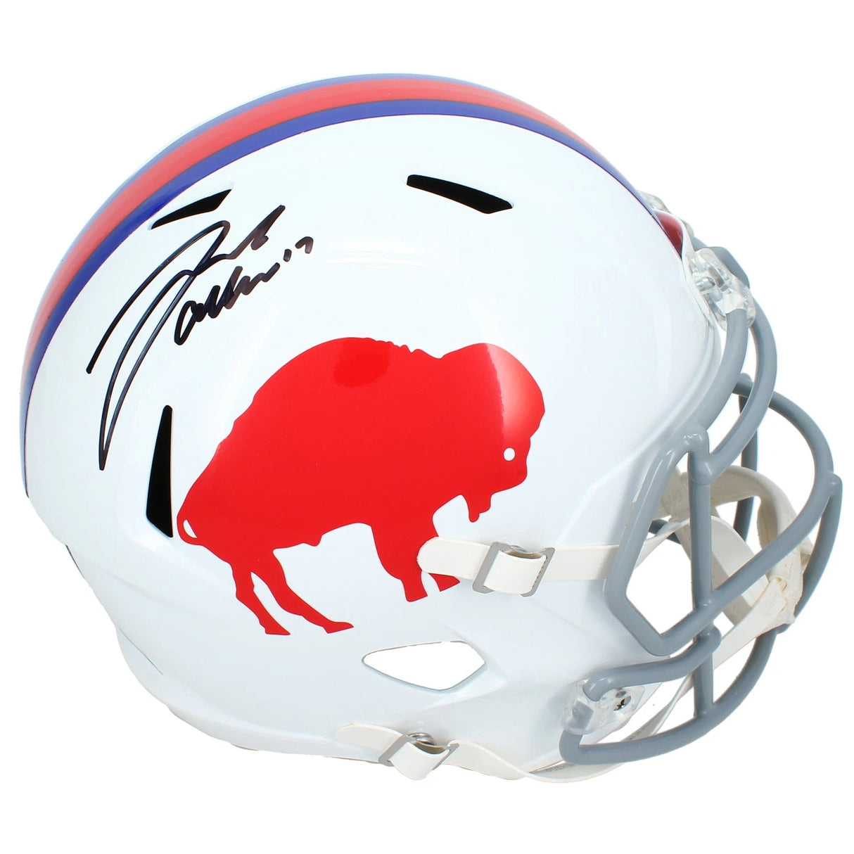 Josh Allen Autographed (Black Ink) Buffalo Bills 1965-73 Throwback Speed Full Size Helmet Beckett Witnessed