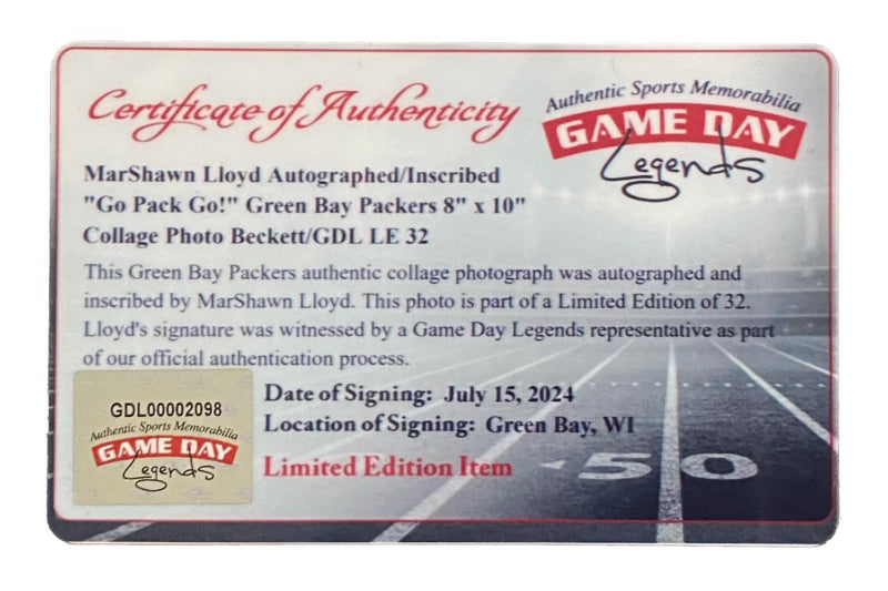 MarShawn Lloyd Autographed/Inscribed "Go Pack Go!" Green Bay Packers 8" x 10" Collage Photograph Beckett/GDL LE 32
