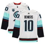 MATT BENIERS Autographed/Inscribed "1st Kraken Draft Pick" Seattle Kraken White Adidas Jersey FANATICS