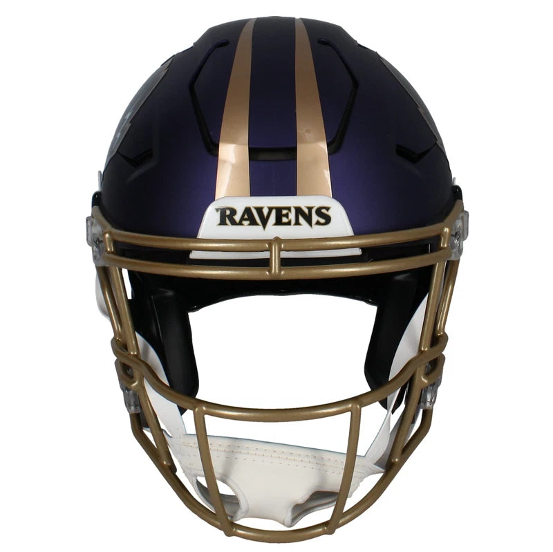 Ray Lewis Autographed Baltimore Ravens Purple 2024 Alternate Speedflex Authentic Helmet Beckett Witnessed
