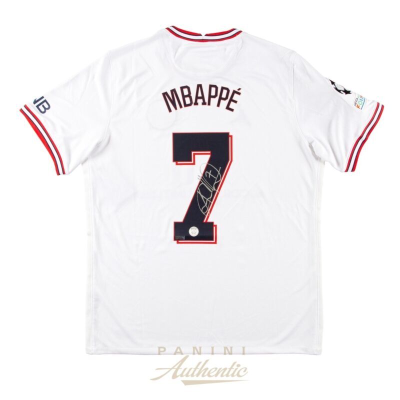 Kylian Mbappe Autographed 2021-22 Paris Saint-Germain Jordan Brand White Alternate Replica Jersey Panini