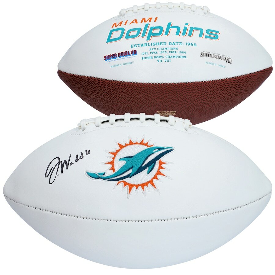 JAYLEN WADDLE Autographed Miami Dolphins White Panel Football FANATICS