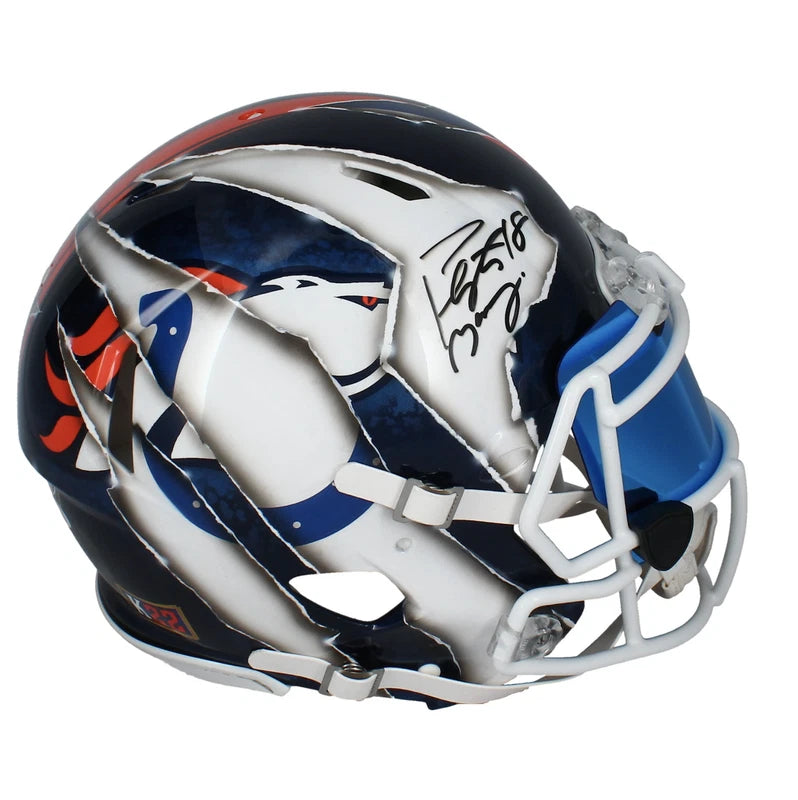 Peyton Manning Autographed Denver Broncos/Indianapolis Colts K22 Custom Painted Rip Speed Authentic Helmet JSA