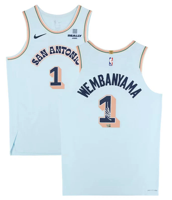 Victor Wembanyama Autographed San Antonio Spurs Light Blue Nike 2024-25 City Edition Authentic Jersey Fanatics