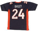 Champ Bailey Autographed #24 Navy Custom Jersey Beckett Witnessed