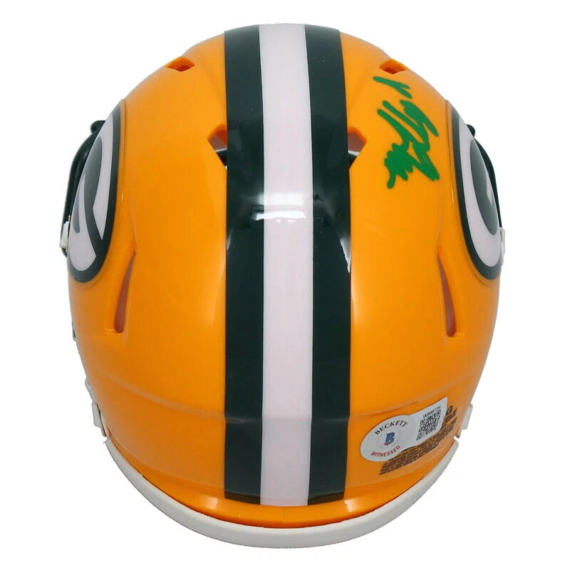 MarShawn Lloyd Autographed (In Green) Green Bay Packers Speed Mini Helmet Beckett Witnessed