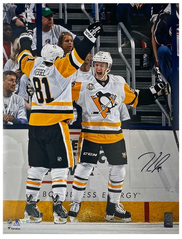 JAKE GUENTZEL Autographed "Hat Trick Celebration" Pittsburgh Penguins 16" x 20" Photograph FANATICS